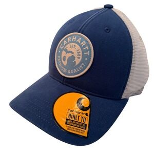 Carhartt NEW‎ Canvas Michigan Patch Cap Logo Blue Mesh SnapBack Hat Workwear NWT